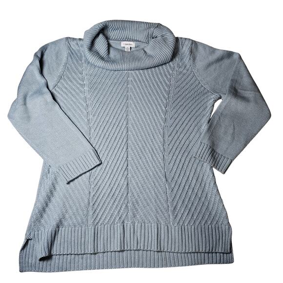 Calvin Klein Sweaters - Calvin Klien Baby Blue Patterned Cowl Neck Sweater Silky Feel XL